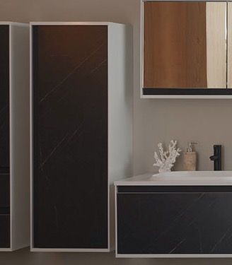 Пенал для ванной Kolpa-san Pandora 1302 45х130 см ДСП черный камень 514320