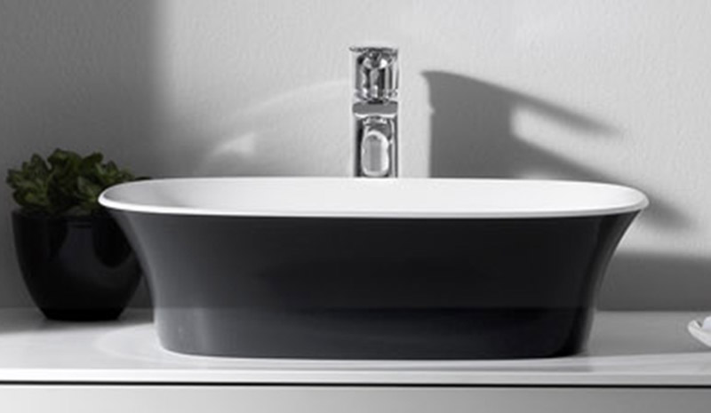 Раковина для ванной Kolpa San Blanche UB 75 литой мрамор антрацит на столешнице Kerrock 561510