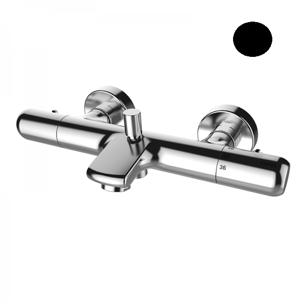 Смеситель для ванной GRB E-Plus настенный термостатический с душевой лейкой черный 35215320