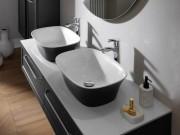 Подвійна раковина для ванної Kolpa San Blanche UB 150 литий мармур антрацит на стільниці Kerrock 538770