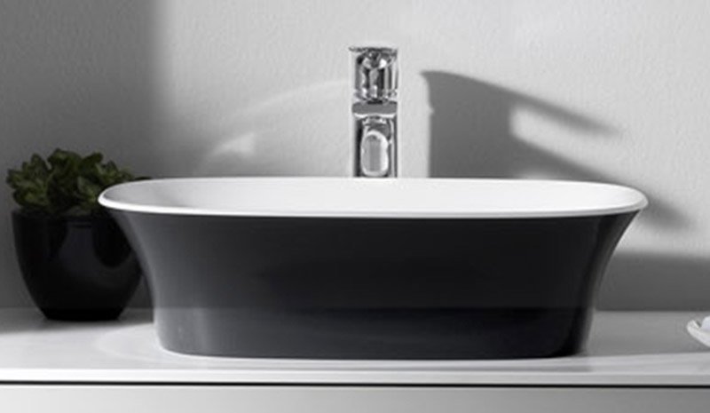 Раковина для ванної Kolpa San Blanche UB 75 литий мармур антрацит на стільниці Kerrock 561510