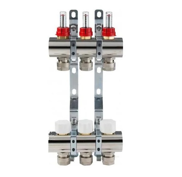 Коллектор для систем напольного отопления Luxor 3 контура с отсекателем и термоклапаном 17400203N