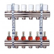 Коллектор для систем напольного отопления Luxor 6 контуров с отсекателем и термоклапаном 17400206N