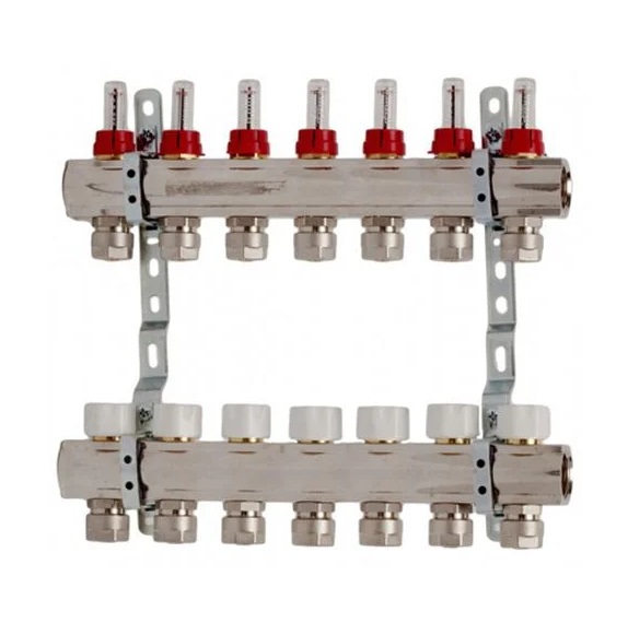 Колектор для систем підлогового опалення Luxor 7 контурів з відсікачем і термоклапаном 17400207N