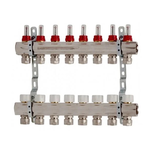 Коллектор для систем напольного отопления Luxor 8 контуров с отсекателем и термоклапаном 17400208N