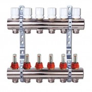 Коллектор для систем напольного отопления Luxor 6 контуров с расходомером и термоклапаном 17400306N