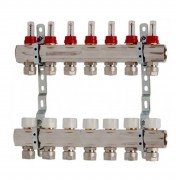 Коллектор для систем напольного отопления Luxor 7 контуров с расходомером и термоклапаном 17400307N