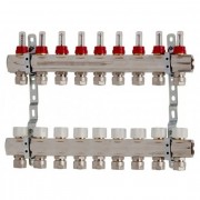 Колектор для систем підлогового опалення Luxor 9 контурів з витратоміром і термоклапаном 17400309N