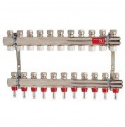 Коллектор для систем напольного отопления Luxor 11 контуров с расходомером и термоклапаном 17400311N