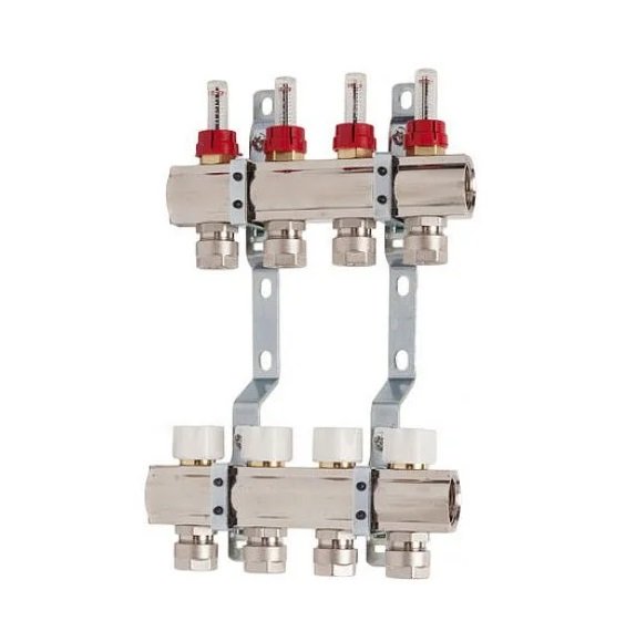 Коллектор для систем напольного отопления Luxor 4 контура с отсекателем и термоклапаном 17400204N