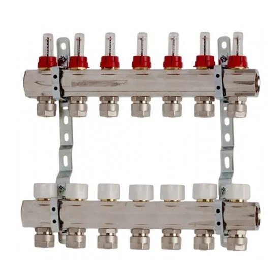 Коллектор для систем напольного отопления Luxor 7 контуров с расходомером и термоклапаном 17400307N