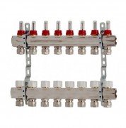 Коллектор для систем напольного отопления Luxor 8 контуров с расходомером и термоклапаном 17400308N