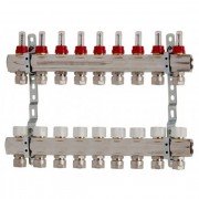 Коллектор для систем напольного отопления Luxor 9 контуров с расходомером и термоклапаном 17400309N