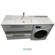 Тумба подвесная Буль-Буль Vivara 1495х495х877 мм левая с раковиной Lauretta 1500 мм искусственный камень белый 12015012210