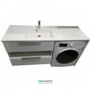 Тумба подвесная Буль-Буль Vivara 1495х495х877 мм левая с раковиной Lauretta 1500 мм искусственный камень белый 12015012210