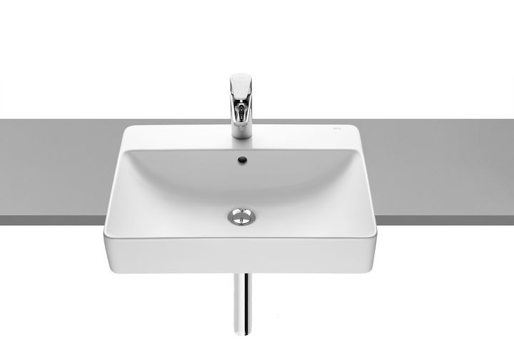 Раковина для ванної кімнати Roca Inspira Square 55х42 см вбудована кераміка білий A32753S000