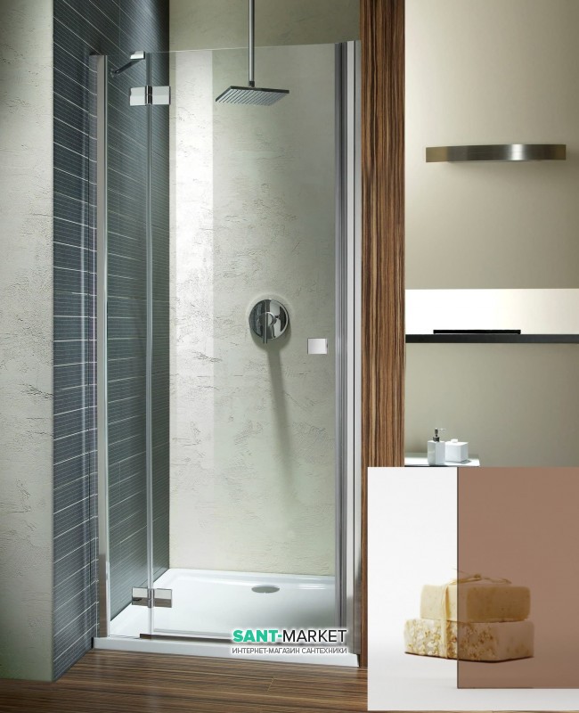 Душевая дверь Radaway Almatea DWJ 90 левая хром/коричневое стекло 31002-01-08N
