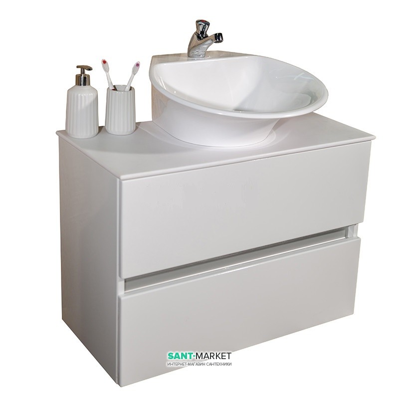Тумба подвесная Буль-Буль Rodos 690х342х700 мм с раковиной Nila белый со столешницей Rodos (Rodos + 7305101)