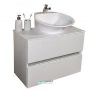 Тумба подвесная Буль-Буль Rodos 690х342х700 мм с раковиной Nila белый со столешницей Rodos (Rodos + 7305101)