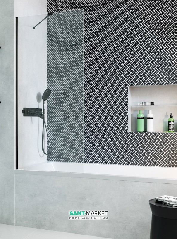 Шторка для ванної Radaway Modo New Black PNJ 90 прозоре скло / чорний 10006090-54-01