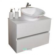 Тумба підвісна Буль-Буль Rodos 690х342х700 мм з раковиною Nila білий зі стільницею Rodos (Rodos + 7305101)