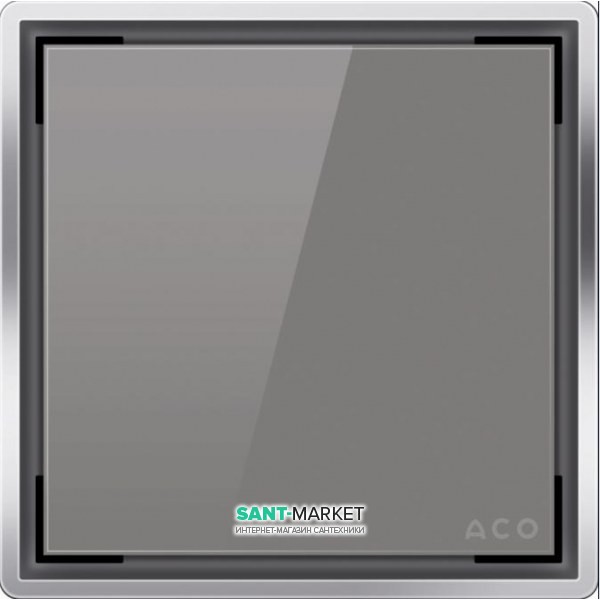 Решетка для сливного трапа ACO ShowerPoint квадратная серое стекло 5141.38.03