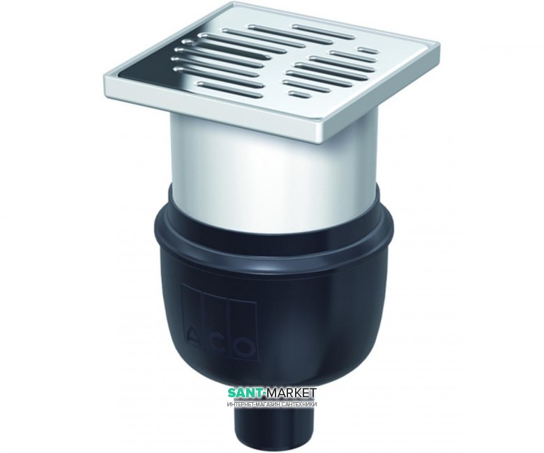 Сливной трап для душа ACO  Easy Flow 150х150 мм вертикальный выпуск серый/черный 2500.55.77