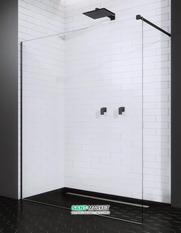 Стенка душевая Radaway Modo New Black II 140 чёрный/прозрачное стекло 389144-54-01