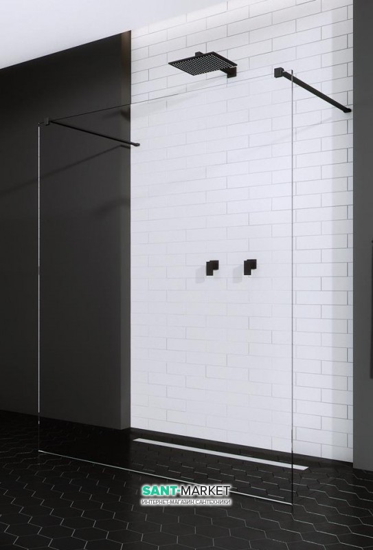 Стенка душевая Radaway Modo New Black I 160 чёрный/прозрачное стекло 388164-54-01