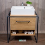 Тумба під раковину Буль-Буль Loft 755х500х720 мм ДСП / шпон / метал дуб Loft 1