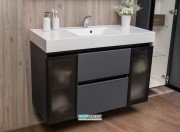 Тумба подвесная Буль-Буль Barbados 1189х485х617 мм с раковиной Nadja серый/черный профиль 10312013200