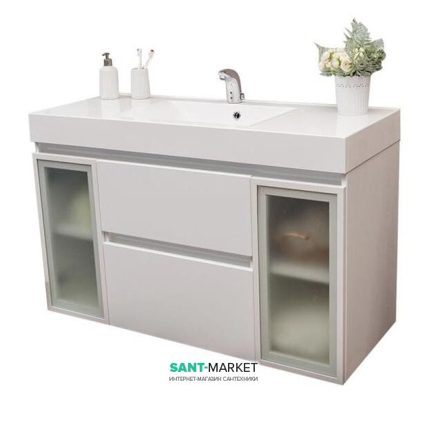 Тумба підвісна Буль-Буль Barbados 1189х485х617 мм білий з раковиною Nadja білий 10312012200