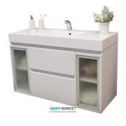 Тумба подвесная Буль-Буль Barbados 1189х485х617 мм белый с раковиной Nadja белый 10312012200