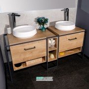 Тумба напольная под раковину Буль-Буль Loft 1550х500х720 мм ДСП/шпон/металл дуб Loft 2