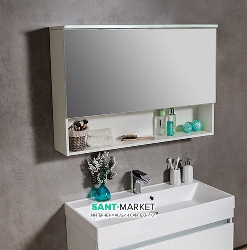 Дзеркальна шафа Буль-Буль Okinava з діодним підсвічуванням 1200х237х726 білий Okinava 120