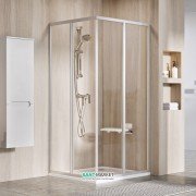 Душевой уголок прямоугольный раздвижной Ravak SRV2-S + SRV2-S - 75 S четырехэлементный с угловым входом металл сатин/стекло прозрачное 14V30U02Z1