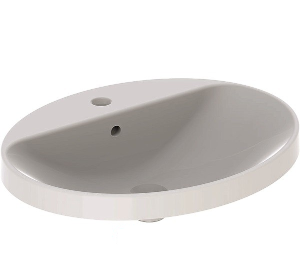 Раковина для ванної кімнати Geberit VariForm з полицею для отвори під змішувач з переливом овальна білий 500.725.01.2