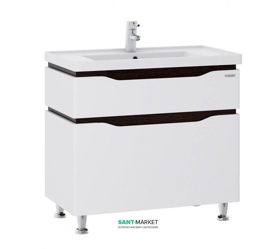 Тумба напольная Sanwerk Alessa 60х44 см с раковиной Канте белый/венге MV0000695
