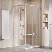Душевой уголок прямоугольный раздвижной Ravak SRV2-S + SRV2-S - 80 S четырехэлементный с угловым входом металл сатин/стекло прозрачное 14V40U02Z1