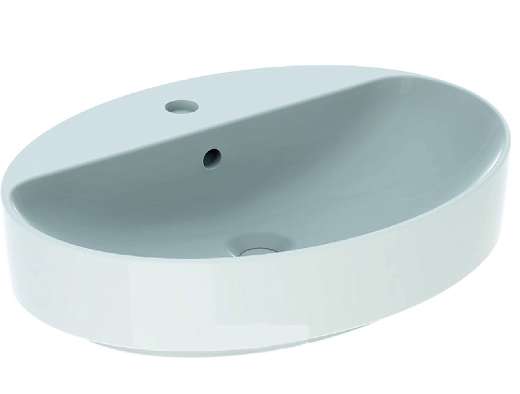 Раковина для ванной комнаты Geberit VariForm 60х45 см с полкой для отверстия под смеситель с переливом овальная белый 500.772.01.2