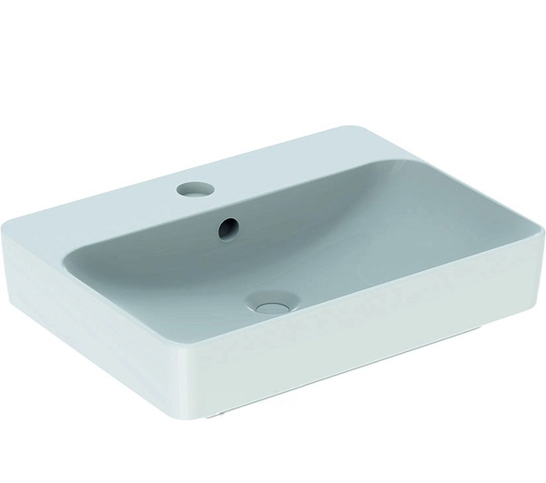 Раковина для ванной комнаты Geberit VariForm 60х45 см с полкой для отверстия под смеситель с переливом прямоугольная белый 500.780.01.2