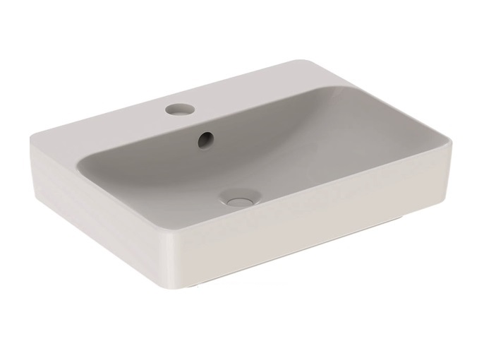 Раковина для ванной комнаты Geberit VariForm 60х45 см с полкой для отверстия под смеситель без перелива прямоугольная белый 500.781.01.2