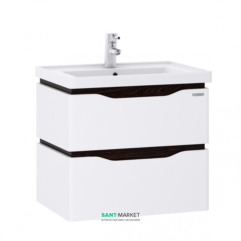 Тумба подвесая Sanwerk Alessa Air 80х44 см с раковиной Канте белый/венге MV0000604