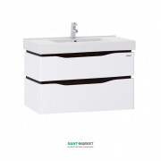 Тумба подвесая Sanwerk Alessa Air 90х44 см с раковиной Канте белый/венге MV0000589