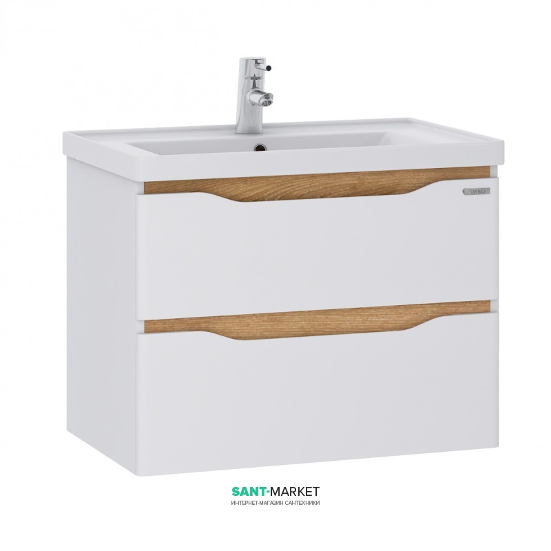 Тумба підвісна Sanwerk Liga Air 80х44 см з раковиною Канте білий/мессіна MV0000646