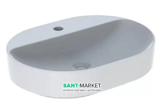 Раковина для ванної кімнати Geberit VariForm 60х45 см з полицею для отвори під змішувач без переливу еліптична білий 500.778.01.2