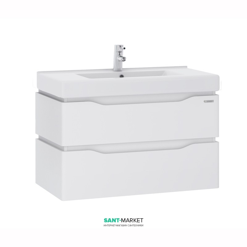 Тумба підвісна Sanwerk Alessa Air 100х44 см з раковиною Принц білий MV0000365