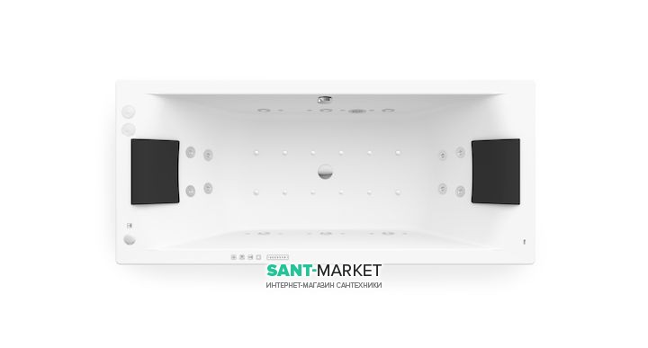 Ванна гидромассажная акриловая прямоугольная Roca Hall Effects Gold Option 180х80 см белый A24T398000