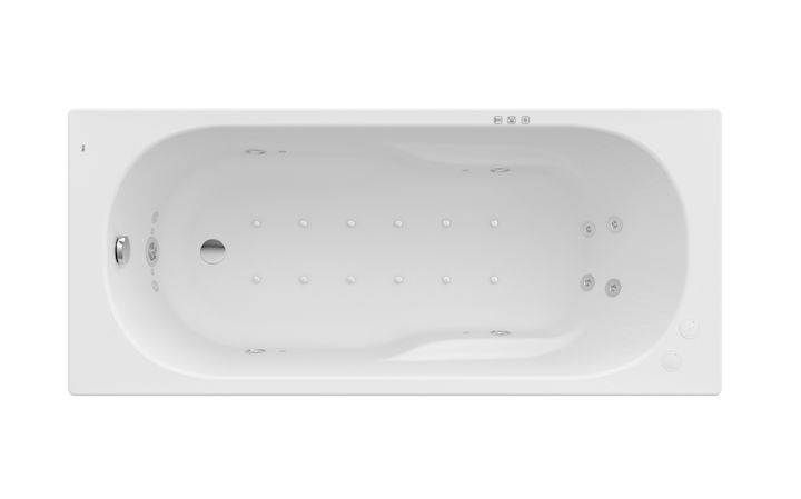 Ванна гідромасажна акрилова прямокутна Roca Genova Smart WaterAir Plus 170х75 см білий A24T378000