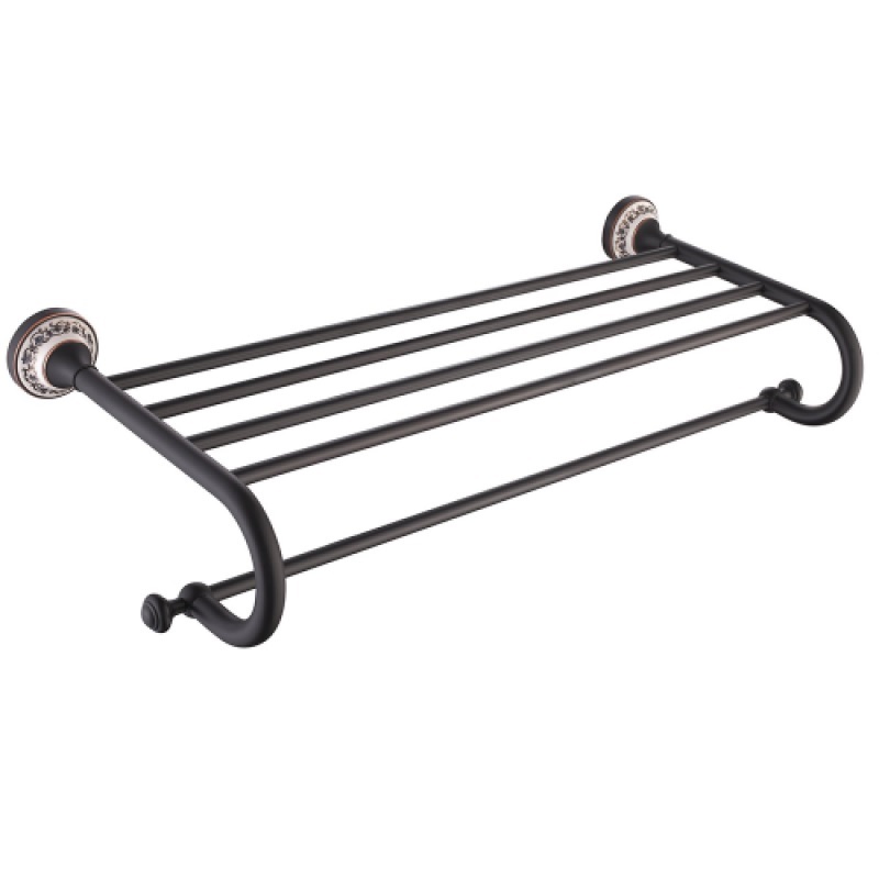 Полочка для ванной Kraus Apollo с держателем полотенец темный шоколад KEA-16542ORB